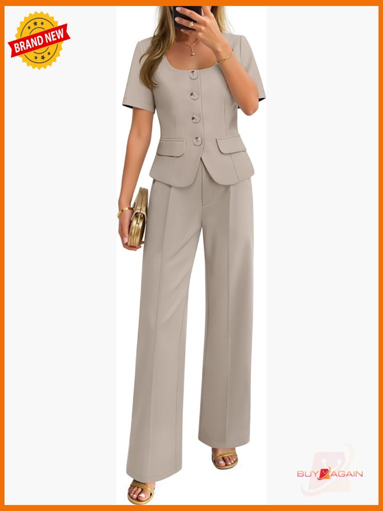 Women's 2-Piece Blazer & Wide Leg Pants Set (S-2xl) Business Casual